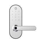 COMBO - Fechadura Digital YMC 420W Branca/Cromada - Abre por APP,  biometria, senha, cartão e chave