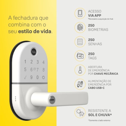 Segunda imagem do produto Fechadura Digital Compact Branca + Kit Conectividade