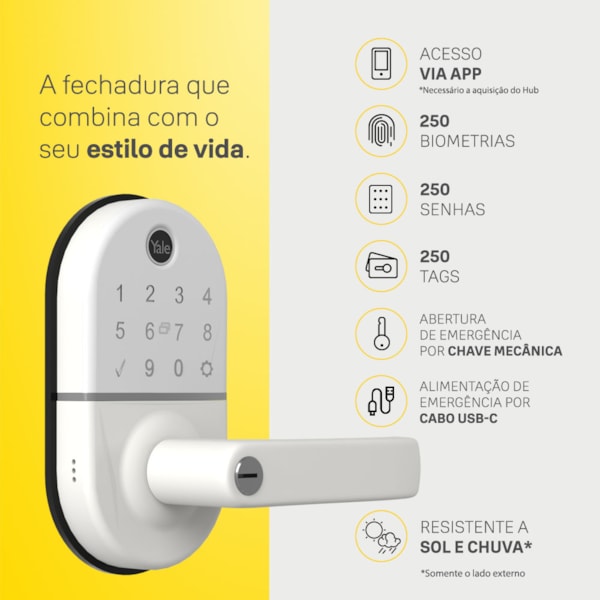 Fechadura Digital Compact Branca + Kit Conectividade