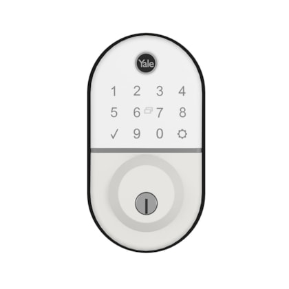 Fechadura Digital Compact Rolete Branca com Biometria e Senha| Yale