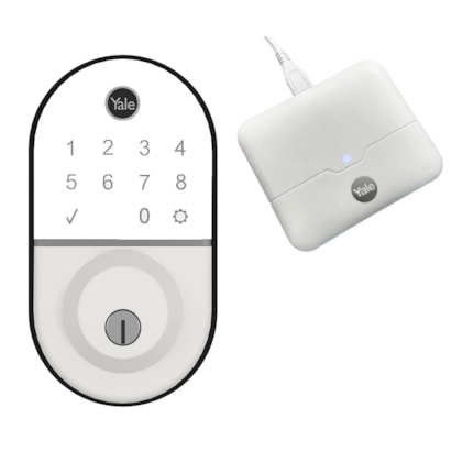 Fechadura Digital Compact Rolete Branca + Kit Conectividade