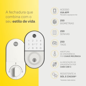 Segunda imagem do produto Fechadura Digital Compact Rolete Branca + Kit Conectividade