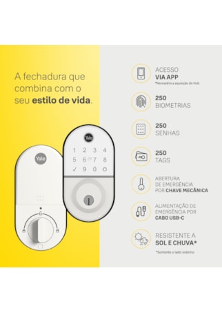 Segunda imagem do produto Fechadura Digital Compact Rolete Branca + Kit Conectividade