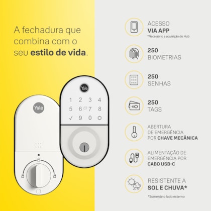 Segunda imagem do produto Fechadura Digital Compact Rolete Branca + Kit Conectividade