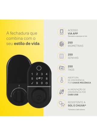 Segunda imagem do produto Fechadura Digital Compact Rolete com Biometria e Senha| Yale