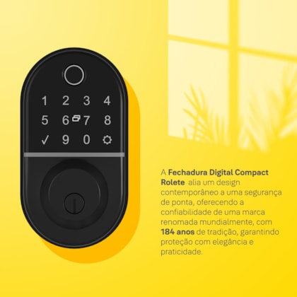 Segunda imagem do produto Fechadura Digital Compact Rolete com Biometria e Senha| Yale