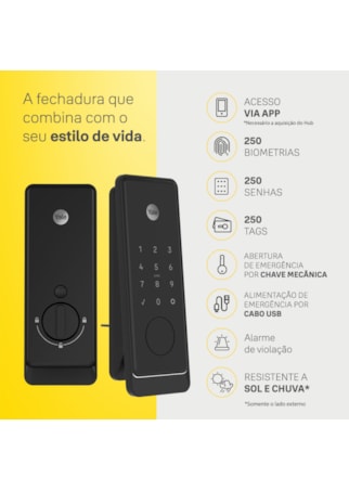 Segunda imagem do produto Fechadura Digital Gemini Mini + Kit Conectividade