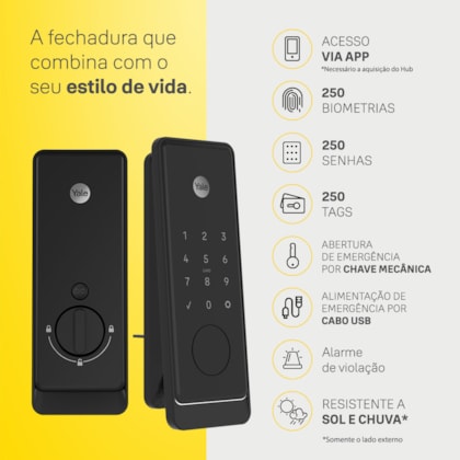 Segunda imagem do produto Fechadura Digital Gemini Mini + Kit Conectividade