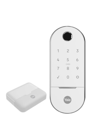 Fechadura Digital Lia BP (Porta de Correr) Branca e Cromada + Kit Conectividade