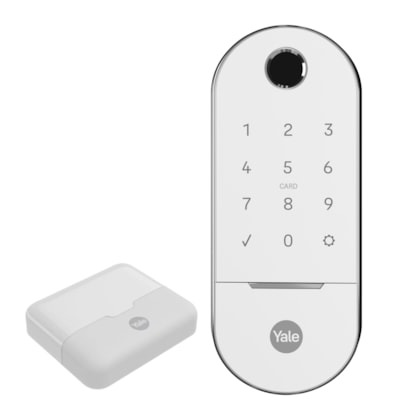 Fechadura Digital Lia BP (Porta de Correr) Branca e Cromada + Kit Conectividade