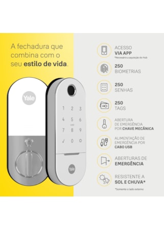 Segunda imagem do produto Fechadura Digital Lia BP (Porta de Correr) Branca e Cromada + Kit Conectividade