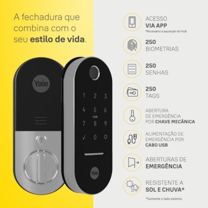 Segunda imagem do produto Fechadura Digital Lia BP (Porta de Correr) com Biometria e Senha | Yale