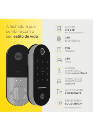 Segunda imagem do produto Fechadura Digital Lia com Biometria e Senha | Yale