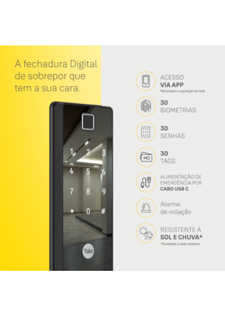 Segunda imagem do produto Fechadura Digital Reflecta c/ Biometria - Sobrepor + Kit Conectividade