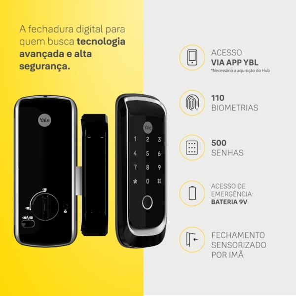 Segunda imagem do produto Fechadura Digital YBL 410 B c/ abertura remota via bluetooth