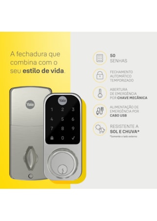 Segunda imagem do produto Fechadura Digital YDD 120 para porta Externa com Senha e chave - Trinco Lingueta Tubular