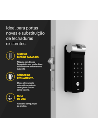Fechadura Digital YDF 40A BP para Porta de Correr - com Biometria e Senha