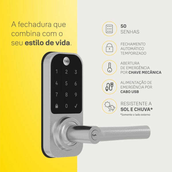 Fechadura Digital YDL 120 com Maçaneta, Senha e Chave