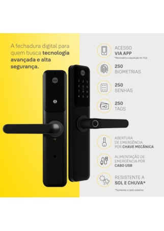 Segunda imagem do produto Fechadura Digital YDM 60 Multiponto + Kit Conectividade | Direito