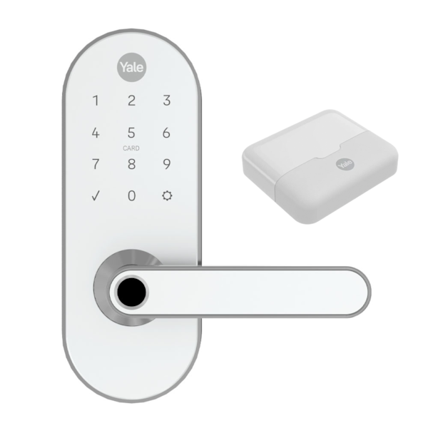 Fechadura Digital YMC 420W Branca/Cromada + Kit Conectividade