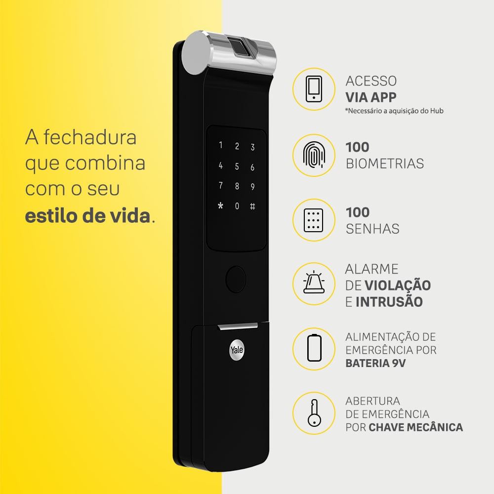 ラディカル　不知火　15p Fechadura Digital Reflect para Sobrepor Espelhada - 05496000-0 - YALE