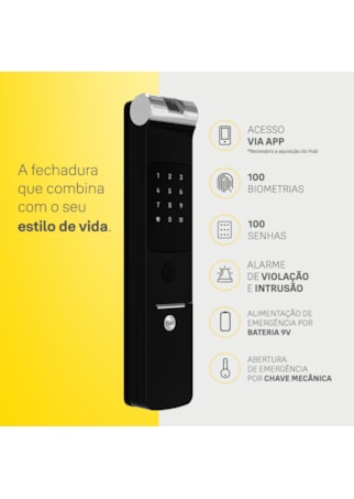 Segunda imagem do produto Fechadura Digital YMF 40A RL abre com Biometria e Senha - Trinco Rolete + Kit Conectividade