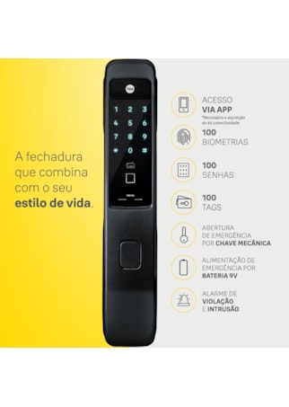 Segunda imagem do produto Fechadura Digital YMI 70A - Trinco Lingueta e Reversível + Kit Conectividade