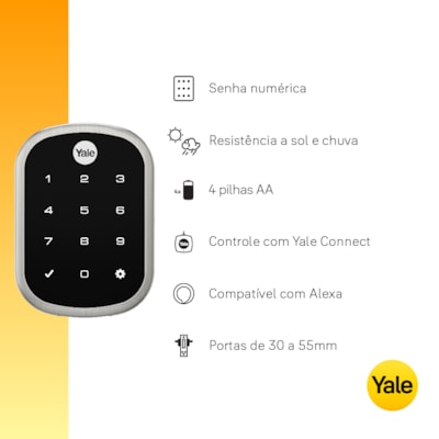 Fechadura Digital YRD 256 abre com APP e Senha - Trinco Lingueta Tubular + Kit Conectividade