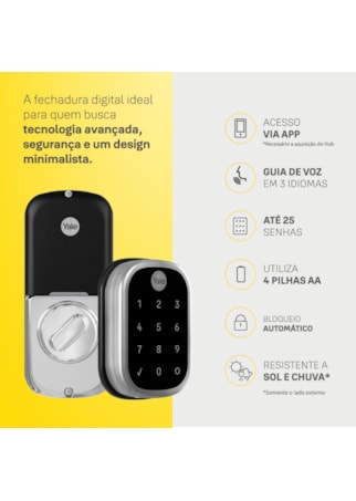 Segunda imagem do produto Fechadura Digital YRD 256 abre com APP e Senha - Trinco Lingueta Tubular + Kit Conectividade