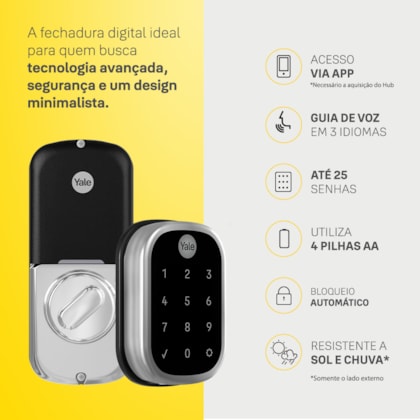 Segunda imagem do produto Fechadura Digital YRD 256 abre com APP e Senha - Trinco Lingueta Tubular + Kit Conectividade