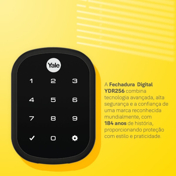Segunda imagem do produto Fechadura Digital YRD 256 Preta com Senha | Yale