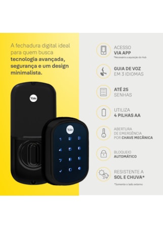 Segunda imagem do produto Fechadura Digital YRD 256 Preta + Kit Conectividade