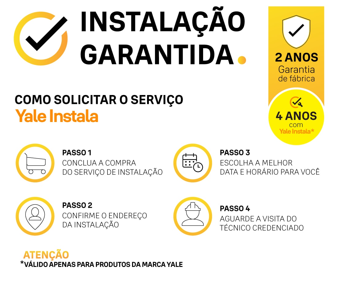 Fechadura digital Yale - Vista frontal e detalhes